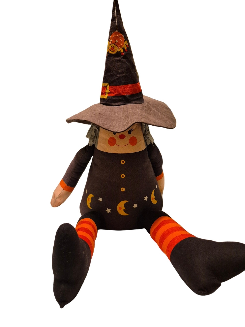 Vintage Halloween Witch Costume Shelf Sitter Doll - Brown and Orange